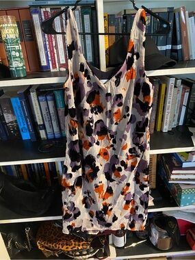 Velvet burnout sleeveless orange, purple black and Creme dress Xx